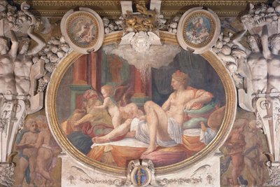 Danaë ontvangt de gouden regen, uit de galerij van François I, 1535-40 door Francesco Primaticcio